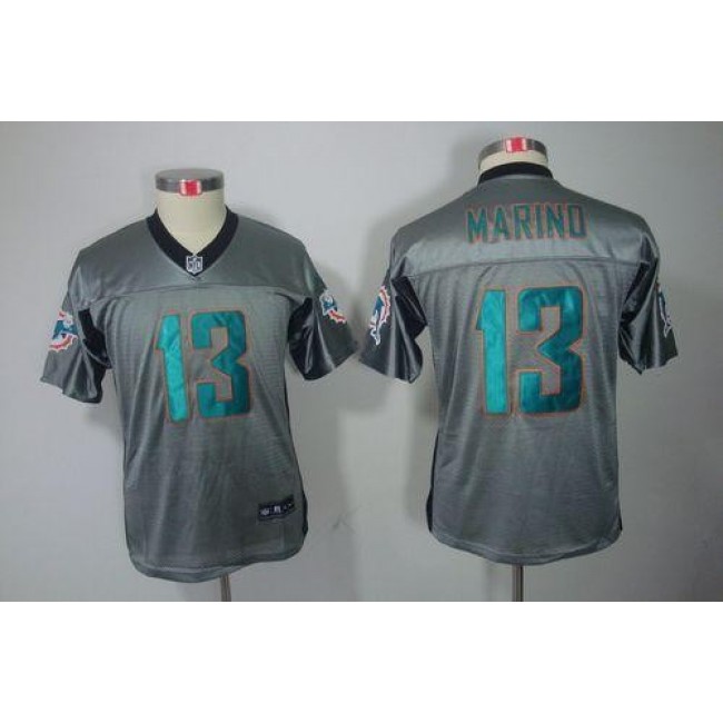 Miami Dolphins #13 Dan Marino Grey Shadow Youth Stitched NFL Elite Jersey