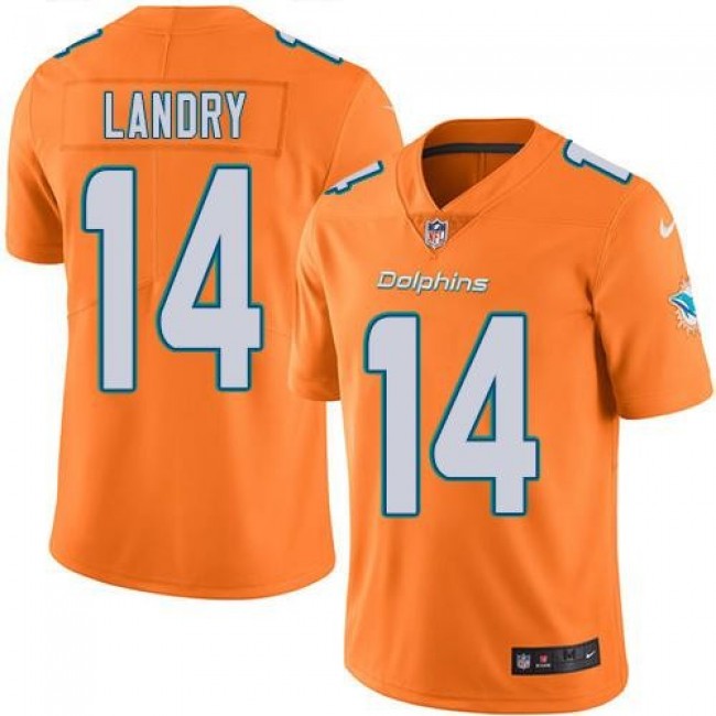Miami Dolphins #14 Jarvis Landry Orange Youth Stitched NFL Limited Rush Jersey