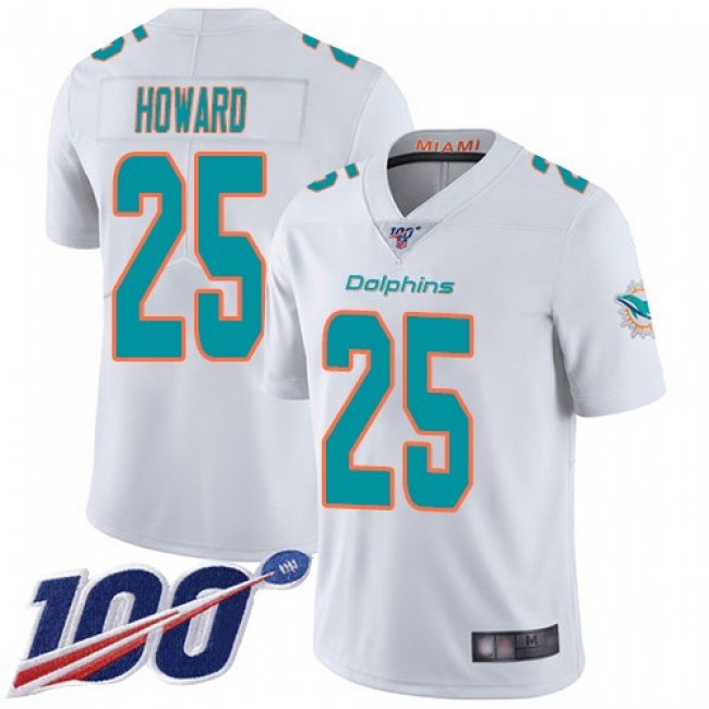 Nike Dolphins #25 Xavien Howard White Men's Stitched NFL 100th Season Vapor Limited Jersey