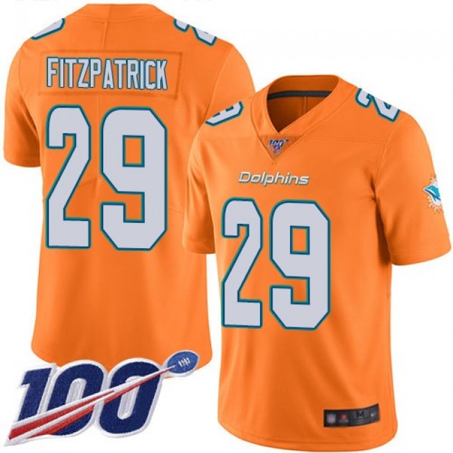 Nike Dolphins #29 Minkah Fitzpatrick Orange Men's Stitched NFL Limited Rush 100th Season Jersey