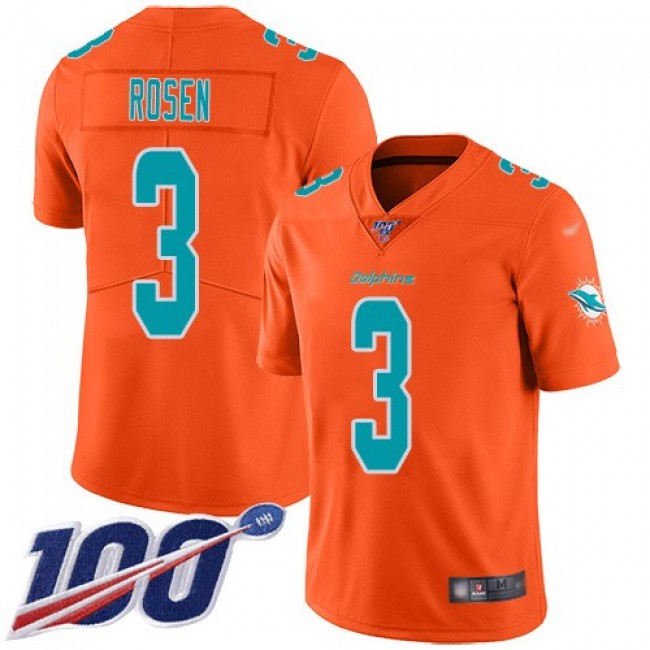 Nike Dolphins #3 Josh Rosen Orange Men's Stitched NFL Limited Inverted Legend 100th Season Jersey