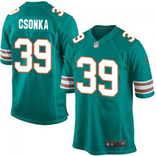 Miami Dolphins #39 Larry Csonka Aqua Green Alternate Youth Stitched NFL Elite Jersey