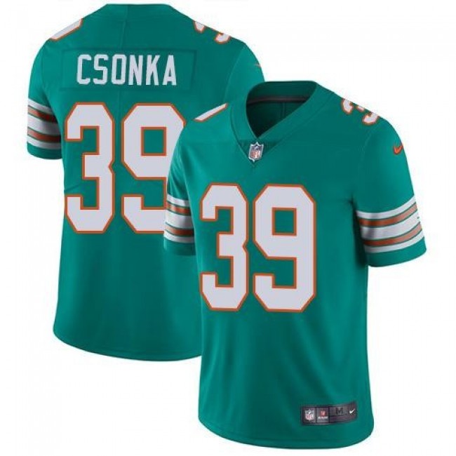 Miami Dolphins #39 Larry Csonka Aqua Green Alternate Youth Stitched NFL Vapor Untouchable Limited Jersey