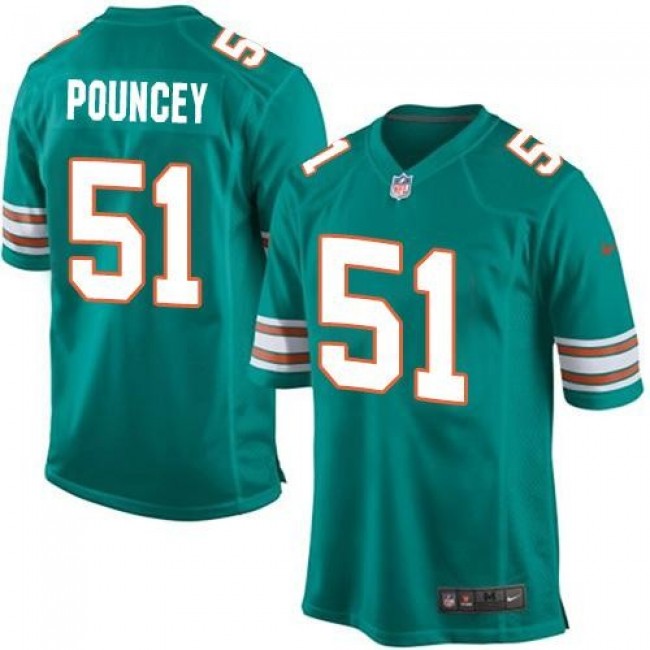 Miami Dolphins #51 Mike Pouncey Aqua Green Alternate Youth Stitched NFL Elite Jersey