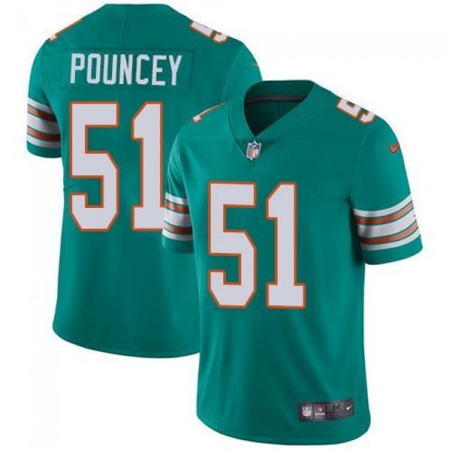 Miami Dolphins #51 Mike Pouncey Aqua Green Alternate Youth Stitched NFL Vapor Untouchable Limited Jersey