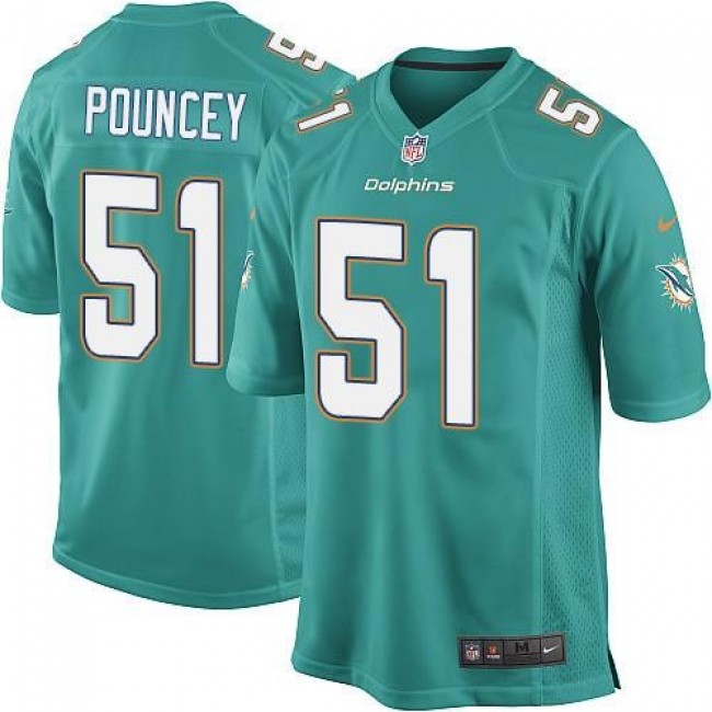 Miami Dolphins #51 Mike Pouncey Aqua Green Team Color Youth Stitched NFL Elite Jersey