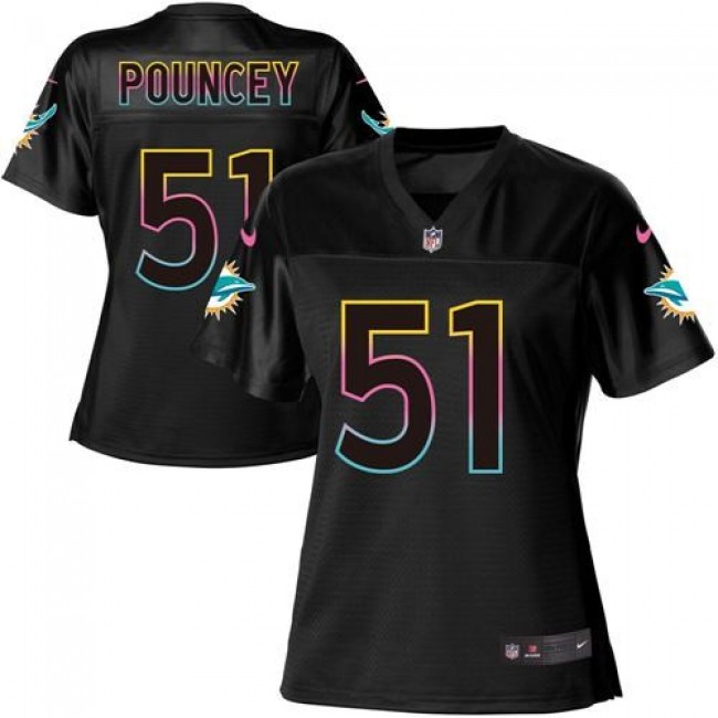 Women's Dolphins #51 Mike Pouncey Black NFL Game Jersey