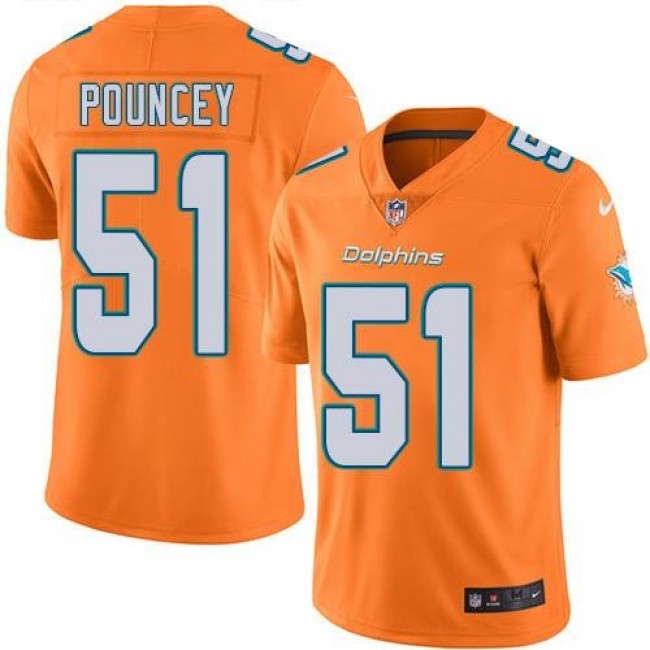 Miami Dolphins #51 Mike Pouncey Orange Youth Stitched NFL Limited Rush Jersey