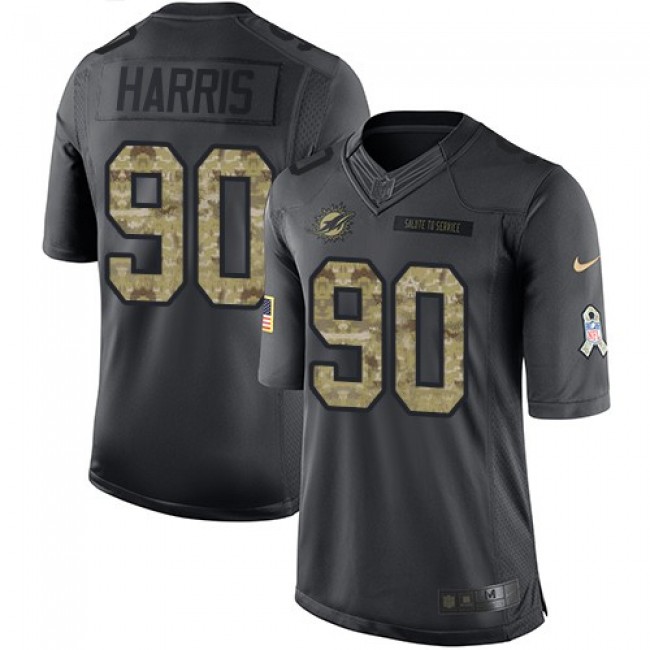 Miami Dolphins #90 Charles Harris Black Youth Stitched NFL Limited 2016 Salute to Service Jersey
