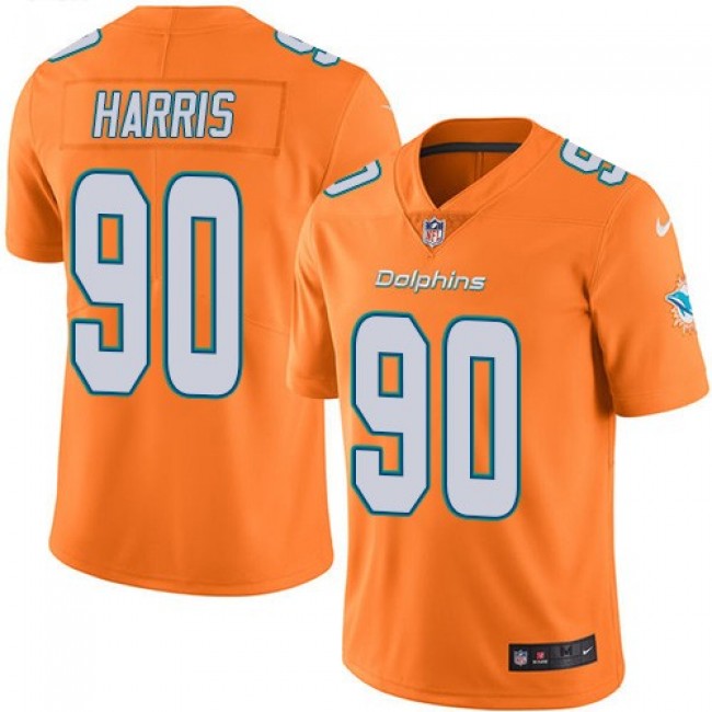 Nike Dolphins #90 Charles Harris Orange Men's Stitched NFL Limited Rush Jersey
