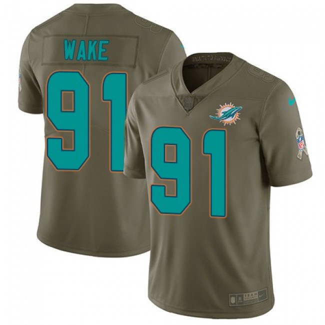 Miami Dolphins #91 Cameron Wake Olive Youth Stitched NFL Limited 2017 Salute to Service Jersey
