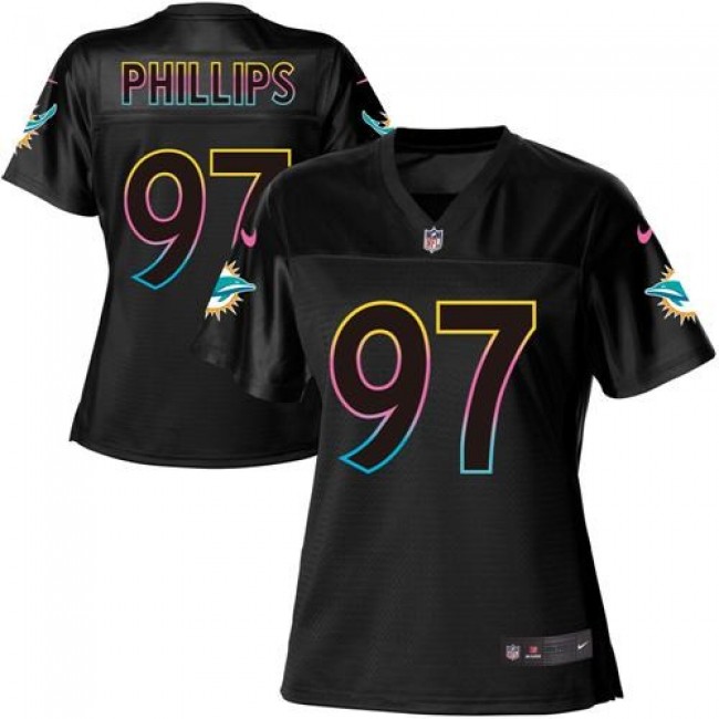 Women's Dolphins #97 Jordan Phillips Black NFL Game Jersey