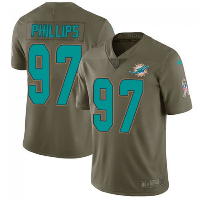 Miami Dolphins #97 Jordan Phillips Olive Youth Stitched NFL Limited 2017 Salute to Service Jersey