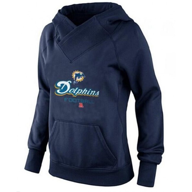Women's Miami Dolphins Big Tall Critical Victory Pullover Hoodie Navy Blue Jersey