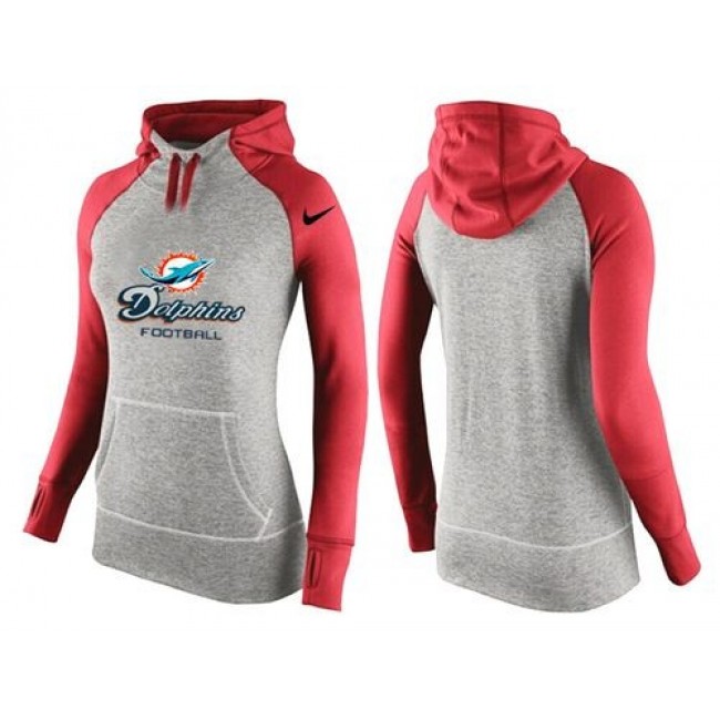 Women's Miami Dolphins Hoodie Grey Red Jersey