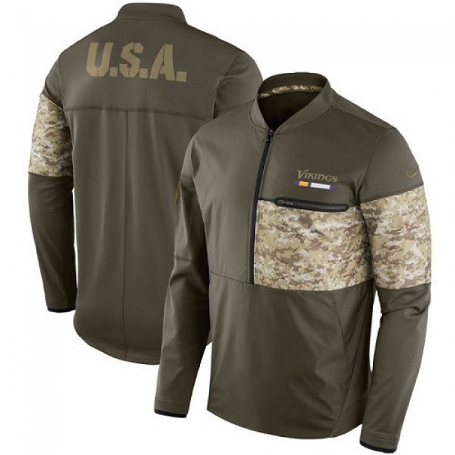Men's Minnesota Vikings Nike Olive Salute to Service Sideline Hybrid Half-Zip Pullover Jacket