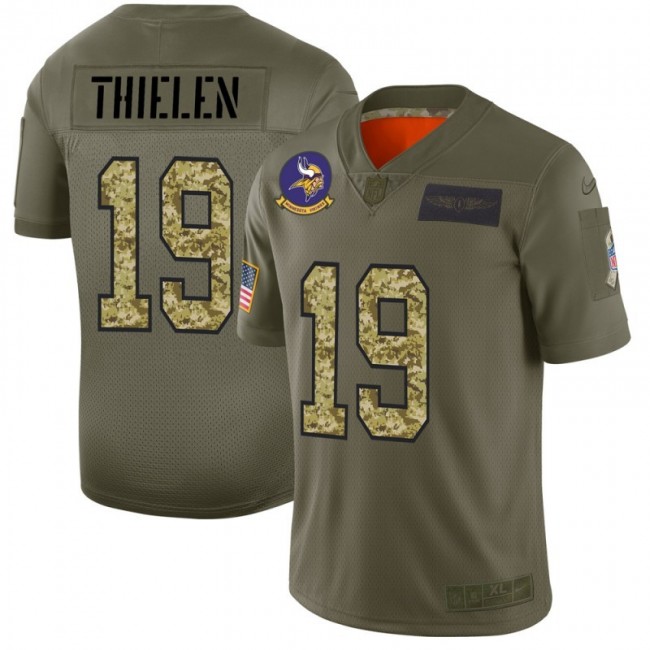 Minnesota Vikings #19 Adam Thielen Men's Nike 2019 Olive Camo Salute To Service Limited NFL Jersey