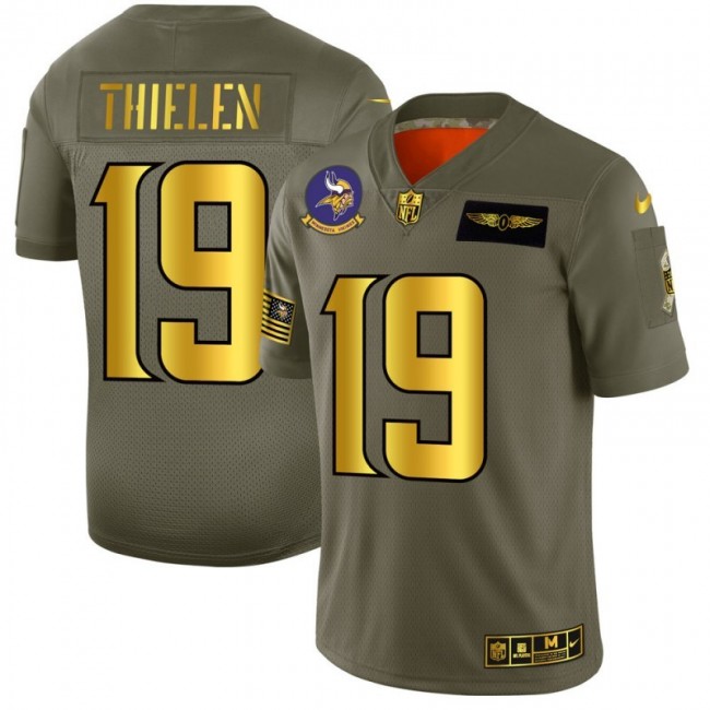 Minnesota Vikings #19 Adam Thielen NFL Men's Nike Olive Gold 2019 Salute to Service Limited Jersey