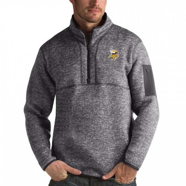 Minnesota Vikings Antigua Fortune Quarter-Zip Pullover Jacket Charcoal