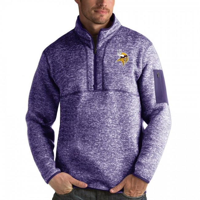 Minnesota Vikings Antigua Fortune Quarter-Zip Pullover Jacket Heather Purple