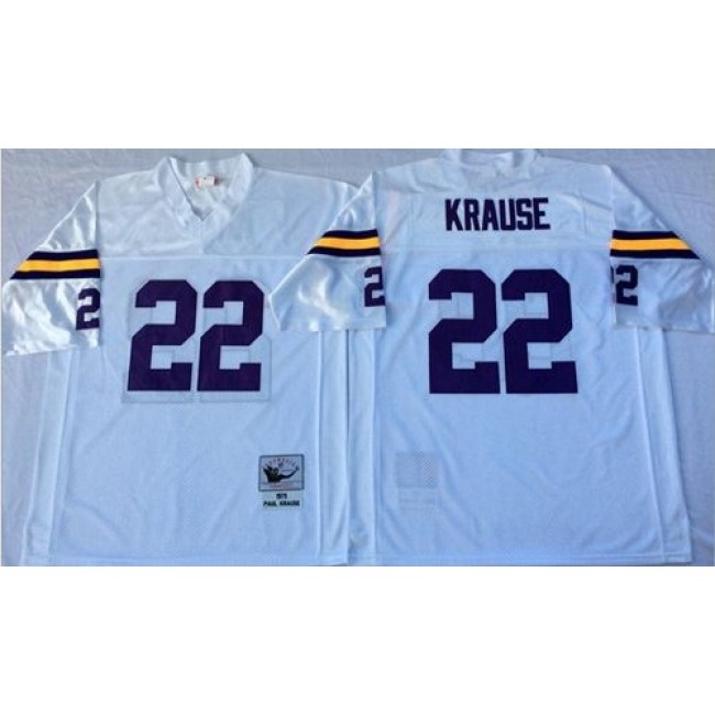 Mitchell And Ness Vikings #22 Paul Krause White Throwback Stitched NFL Jersey