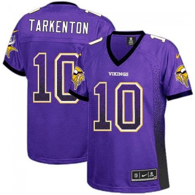Women's Vikings #10 Fran Tarkenton Purple Team Color Stitched NFL Elite Drift Jersey