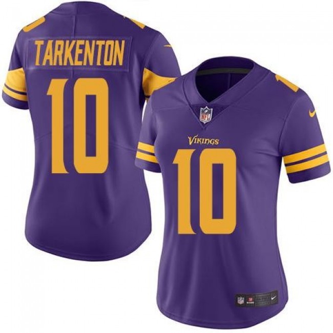 Women's Vikings #10 Fran Tarkenton Purple Stitched NFL Limited Rush Jersey