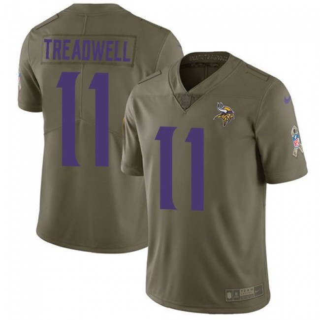 Minnesota Vikings #11 Laquon Treadwell Olive Youth Stitched NFL Limited 2017 Salute to Service Jersey