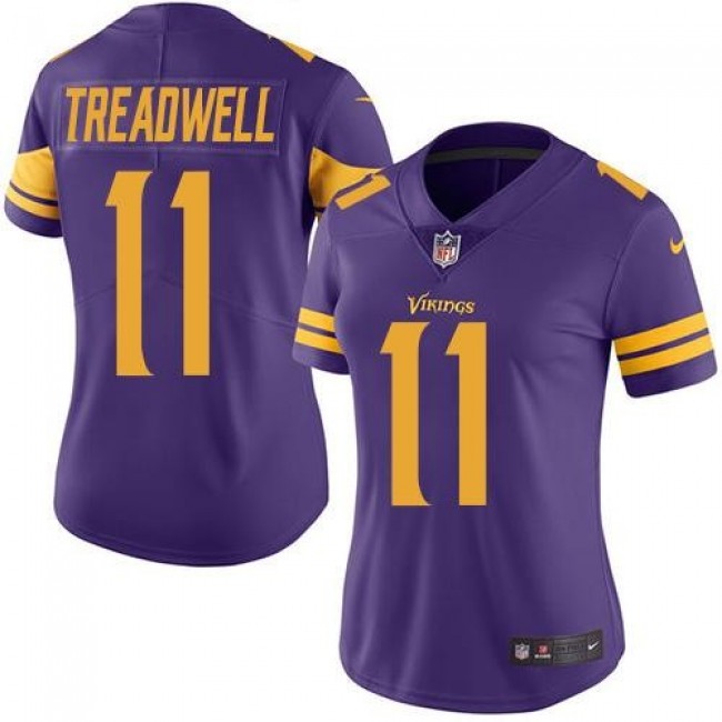 Women's Vikings #11 Laquon Treadwell Purple Stitched NFL Limited Rush Jersey