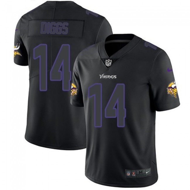 Nike Vikings #14 Stefon Diggs Black Men's Stitched NFL Limited Rush Impact Jersey