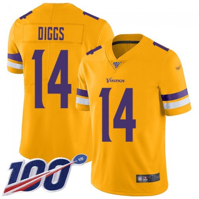 Nike Vikings #14 Stefon Diggs Gold Men's Stitched NFL Limited Inverted Legend 100th Season Jersey