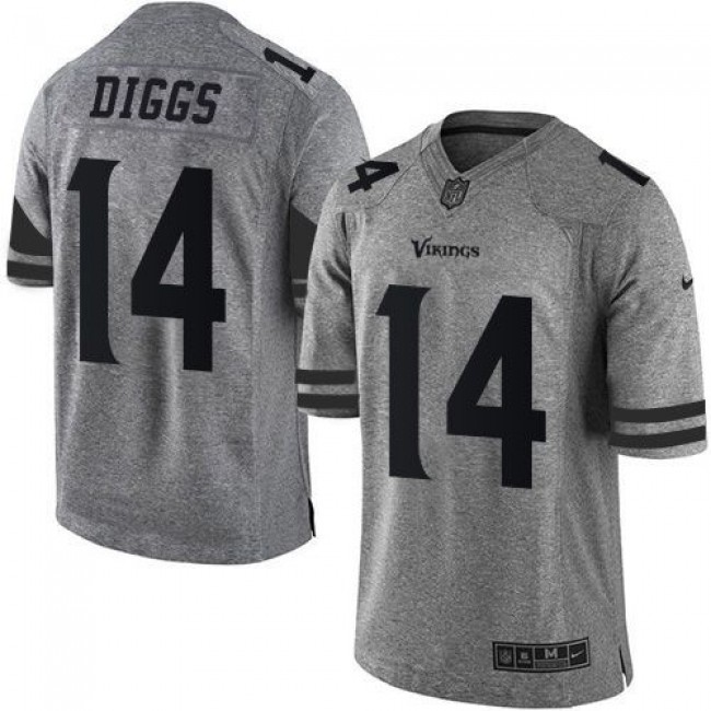 Nike Vikings #14 Stefon Diggs Gray Men's Stitched NFL Limited Gridiron Gray Jersey