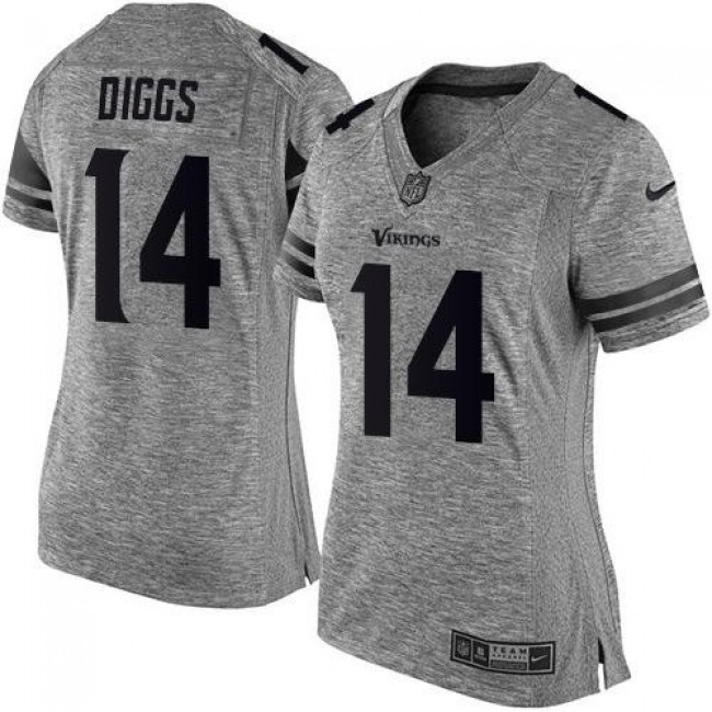 Women's Vikings #14 Stefon Diggs Gray Stitched NFL Limited Gridiron Gray Jersey