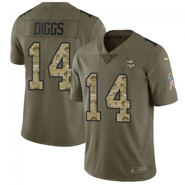 Nike Vikings #14 Stefon Diggs Olive/Camo Men's Stitched NFL Limited 2017 Salute To Service Jersey