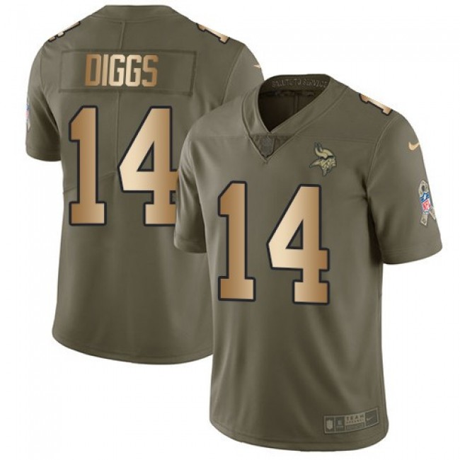Minnesota Vikings #14 Stefon Diggs Olive-Gold Youth Stitched NFL Limited 2017 Salute to Service Jersey