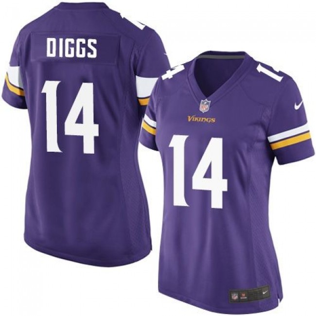 Women's Vikings #14 Stefon Diggs Purple Team Color Stitched NFL Elite Jersey