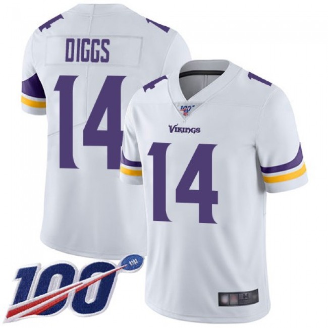 Nike Vikings #14 Stefon Diggs White Men's Stitched NFL 100th Season Vapor Limited Jersey
