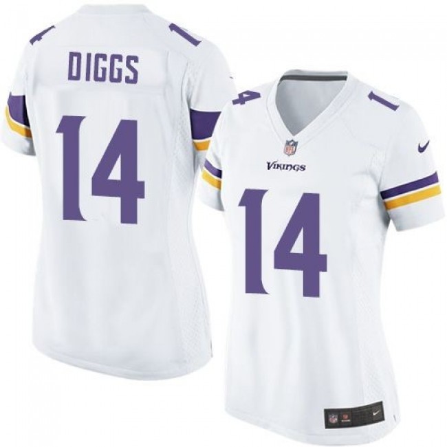 Women's Vikings #14 Stefon Diggs White Stitched NFL Elite Jersey