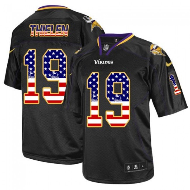 Nike Vikings #19 Adam Thielen Black Men's Stitched NFL Elite USA Flag Fashion Jersey