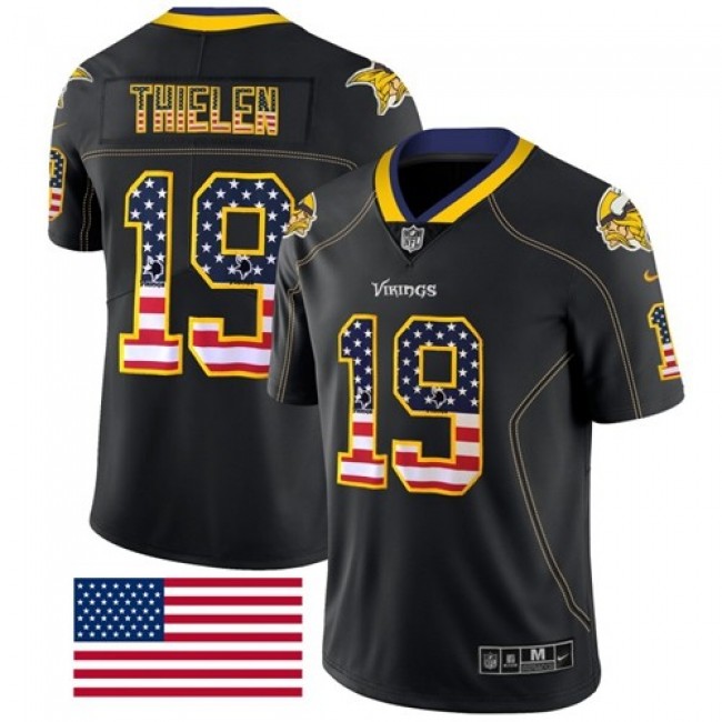 Nike Vikings #19 Adam Thielen Black Men's Stitched NFL Limited Rush USA Flag Jersey