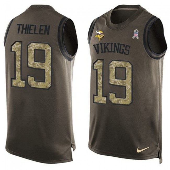 Nike Vikings #19 Adam Thielen Green Men's Stitched NFL Limited Salute To Service Tank Top Jersey