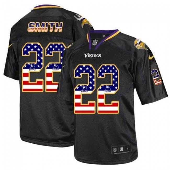 Nike Vikings #22 Harrison Smith Black Men's Stitched NFL Elite USA Flag Fashion Jersey