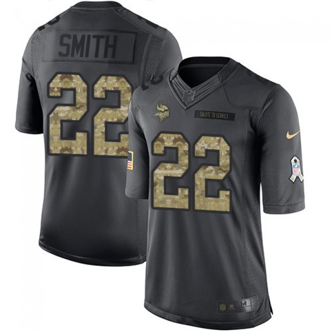 Minnesota Vikings #22 Harrison Smith Black Youth Stitched NFL Limited 2016 Salute To Service Jersey