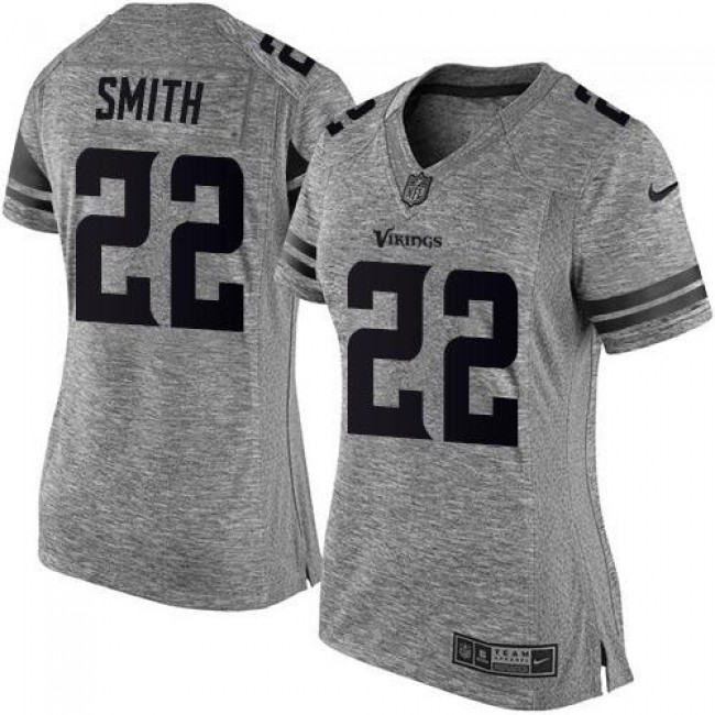 Women's Vikings #22 Harrison Smith Gray Stitched NFL Limited Gridiron Gray Jersey