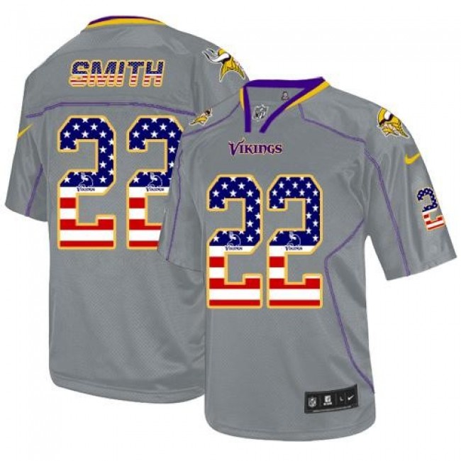 Nike Vikings #22 Harrison Smith Grey Men's Stitched NFL Elite USA Flag Fashion Jersey