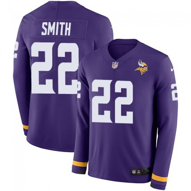 Nike Vikings #22 Harrison Smith Purple Team Color Men's Stitched NFL Limited Therma Long Sleeve Jersey