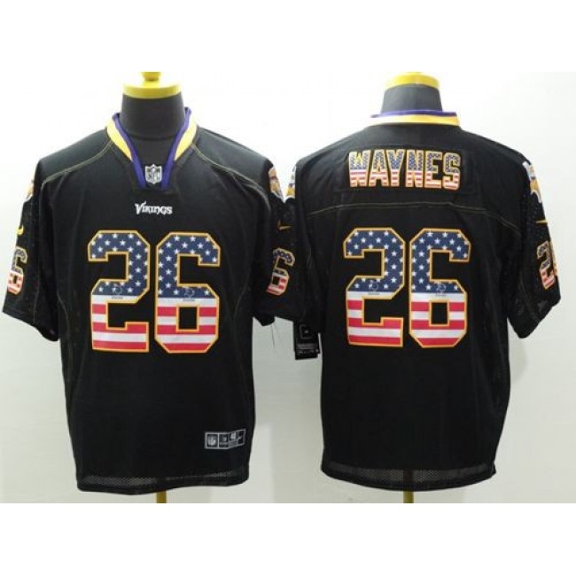 Nike Vikings #26 Trae Waynes Black Men's Stitched NFL Elite USA Flag Fashion Jersey