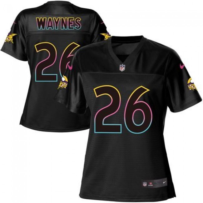 Women's Vikings #26 Trae Waynes Black NFL Game Jersey