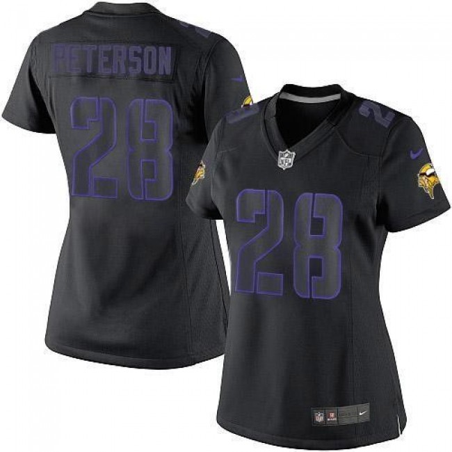 Women's Vikings #28 Adrian Peterson Black Impact Stitched NFL Limited Jersey