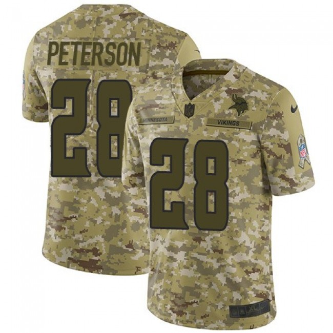 Nike Vikings #28 Adrian Peterson Camo Men's Stitched NFL Limited 2018 Salute To Service Jersey